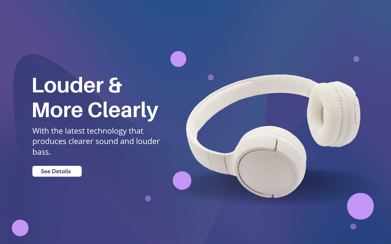 Purple Modern Headphone Shop Website Desktop Prototype